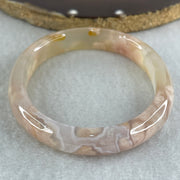 Natural Pink Flower Agate Oval Bangle Set 82.68g Inner Diameter 55.7mm 10.3 by 6.8mm (Very Very Slight External Rough) - Huangs Jadeite and Jewelry Pte Ltd