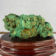 Natural Malachite Raw Stone Specimen Display in Wooden Stand 1,045.7g 160.0 by 114.1 by 12.0mm - Huangs Jadeite and Jewelry Pte Ltd