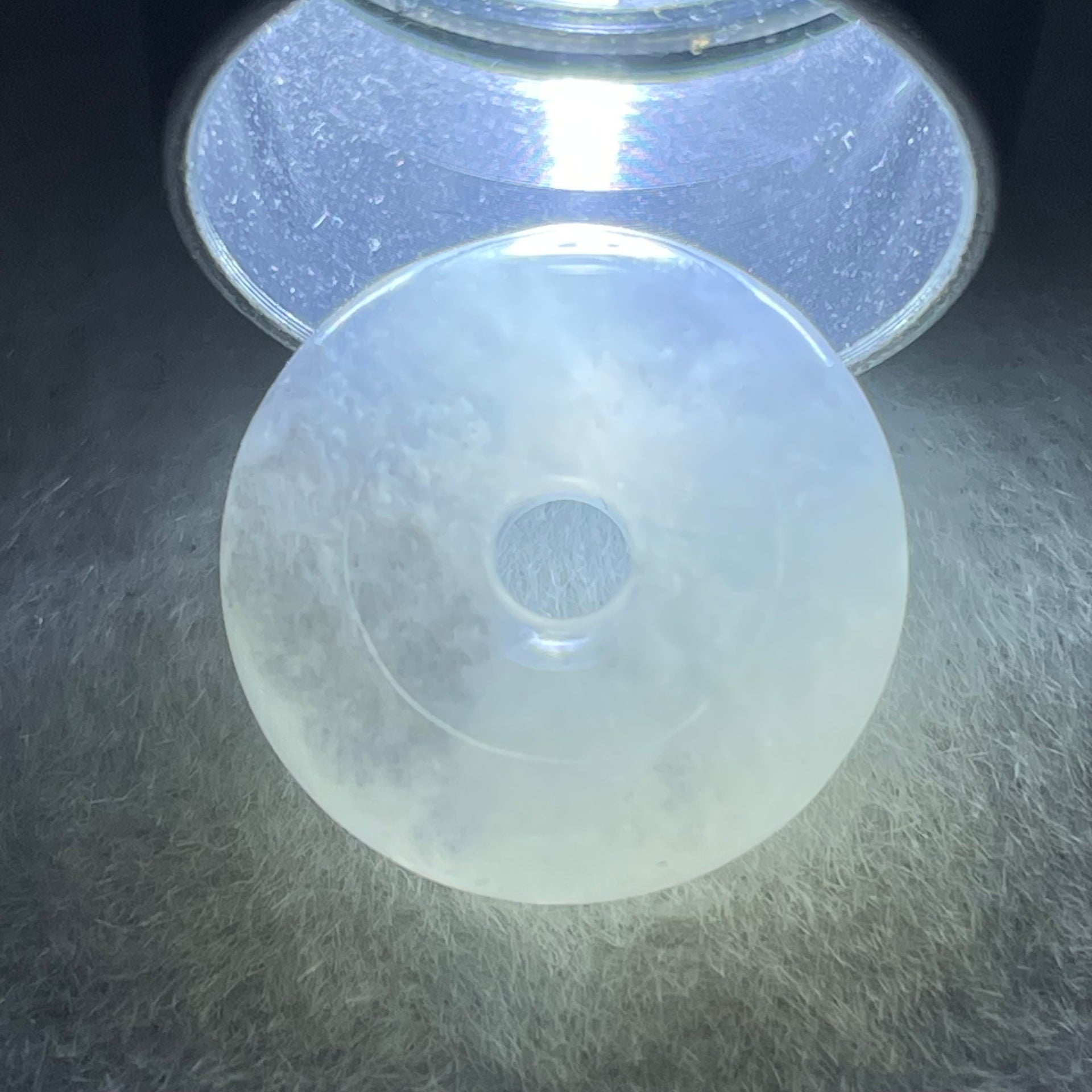 Type A Semi Icy Wuji Grey Jadeite Ping An Kou Donut Charm/Pendant 3.95g 16.7 by 6.8mm - Huangs Jadeite and Jewelry Pte Ltd