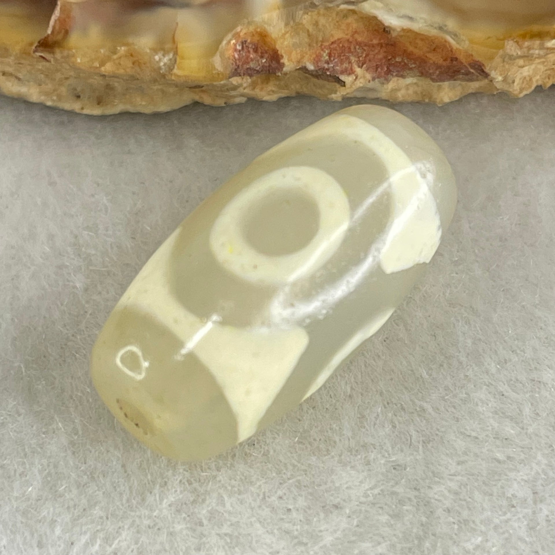 Natural Powerful Tibetan Old Oily Agate 3 Eyes Dzi Bead Heavenly Master (Tian Zhu) 三眼天诛 3.27g 19.8 by 10.6mm - Huangs Jadeite and Jewelry Pte Ltd