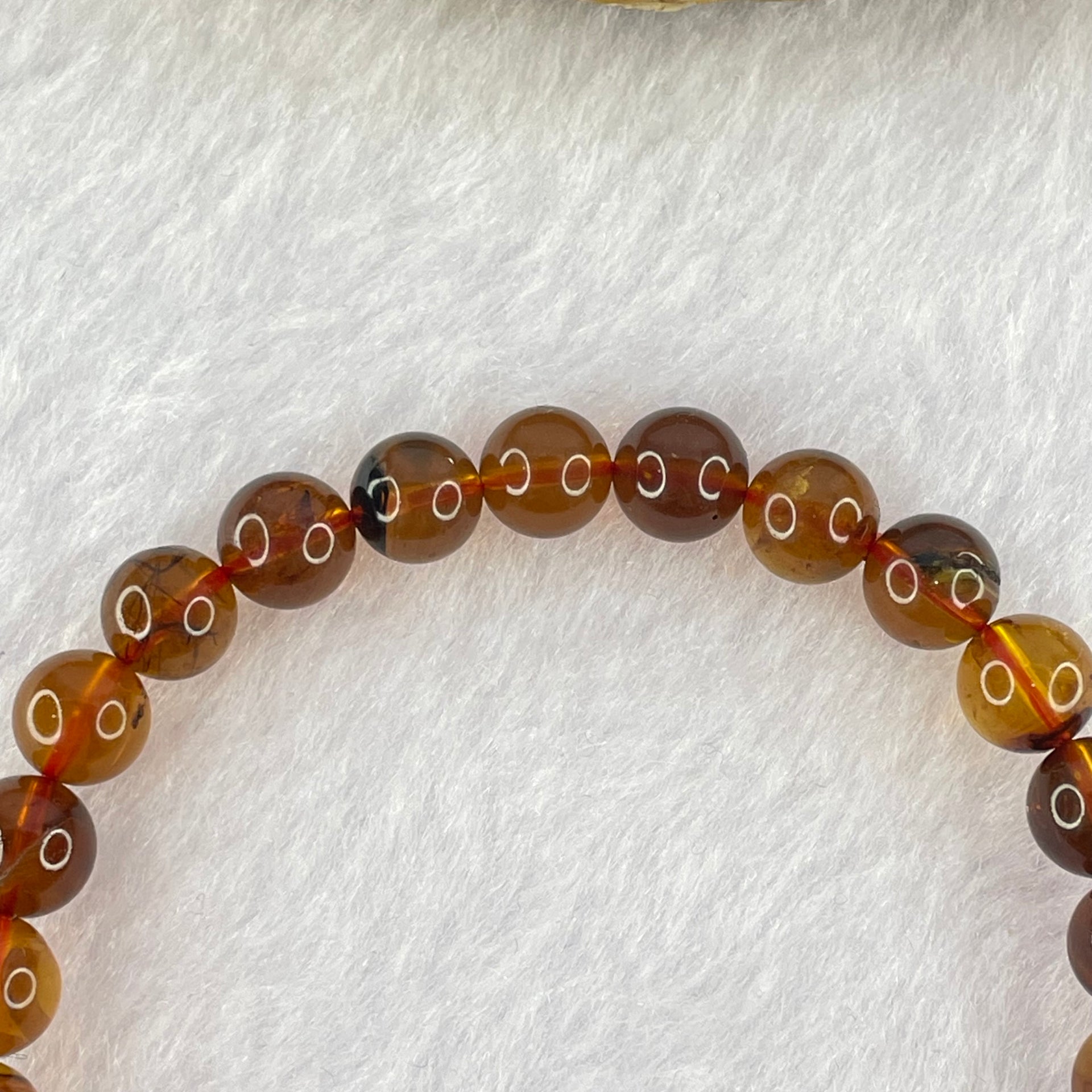 Natural Cognac Amber Beads Bracelet 4.14g 15cm 6.7mm 27 Beads - Huangs Jadeite and Jewelry Pte Ltd