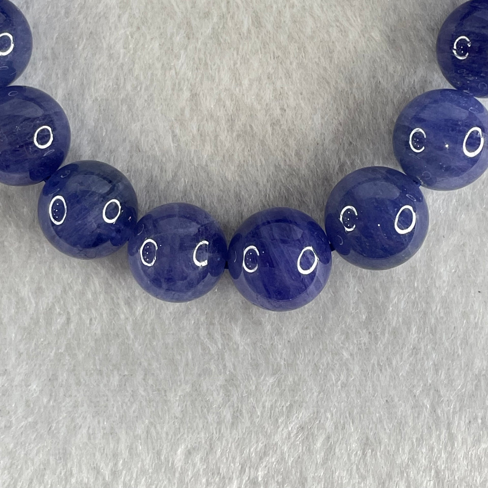 Good Grade Natural Blue Tanzanite Beads Bracelet 45.98g 15.5cm 11.8mm 17 Beads - Huangs Jadeite and Jewelry Pte Ltd
