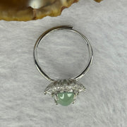 Type A Semi Icy Light Green Jadeite with Crystals in S925 Sliver Ring (Adjustable Size) 2.59g 9.2 by 7.5 by 5.0mm - Huangs Jadeite and Jewelry Pte Ltd