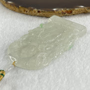 Rare Type A Icy White to Colorless with Green Spot Jadeite Amitabha Buddha with Buddha Double Side and Double Dragon and Elephants Pendant 68.88g 80.5 by 46.3 by 7.9mm - Huangs Jadeite and Jewelry Pte Ltd