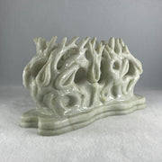 Natural White with Green Spots Serpentine Nest Display 2,027.2g 215.0 b 100.0 by 112.0mm - Huangs Jadeite and Jewelry Pte Ltd