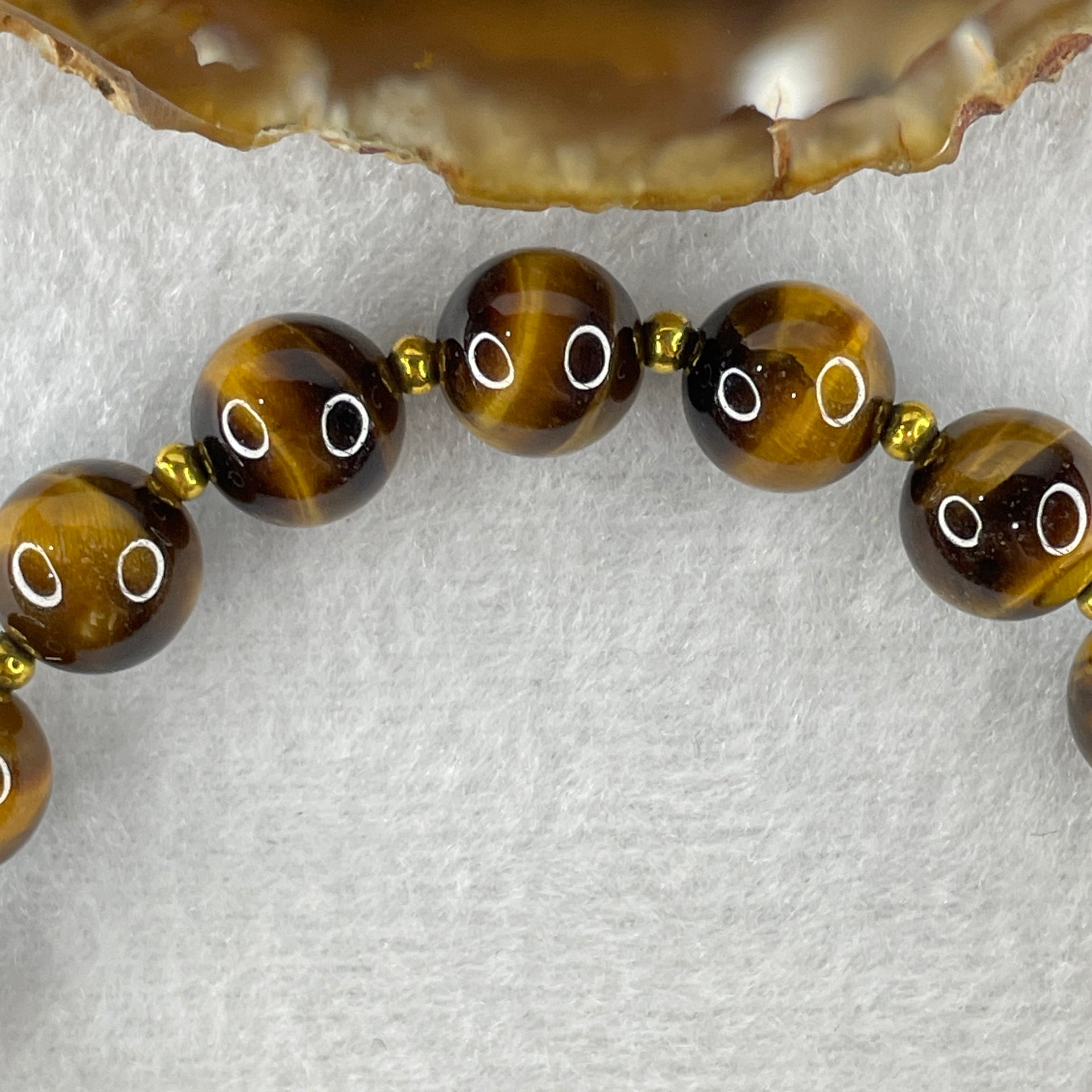 Natural Yellow Tiger's Eye Quartz Beads Bracelet with Charm 31.12g 21cm 10.4mm 20Beads - Huangs Jadeite and Jewelry Pte Ltd
