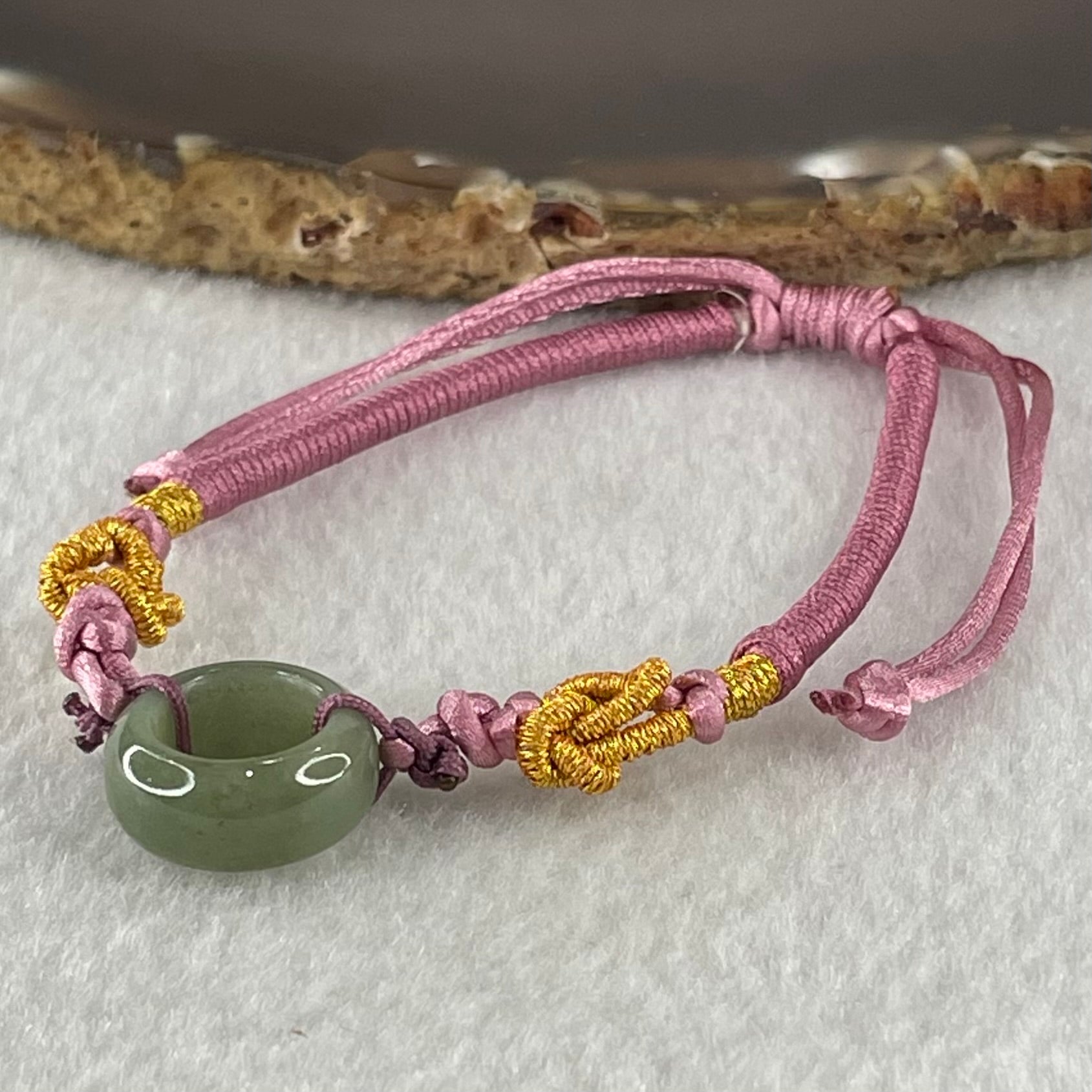 Type A Blueish Green Jadeite Ping An Kou String Bracelet 3.21g 14.9 by 6.7mm - Huangs Jadeite and Jewelry Pte Ltd