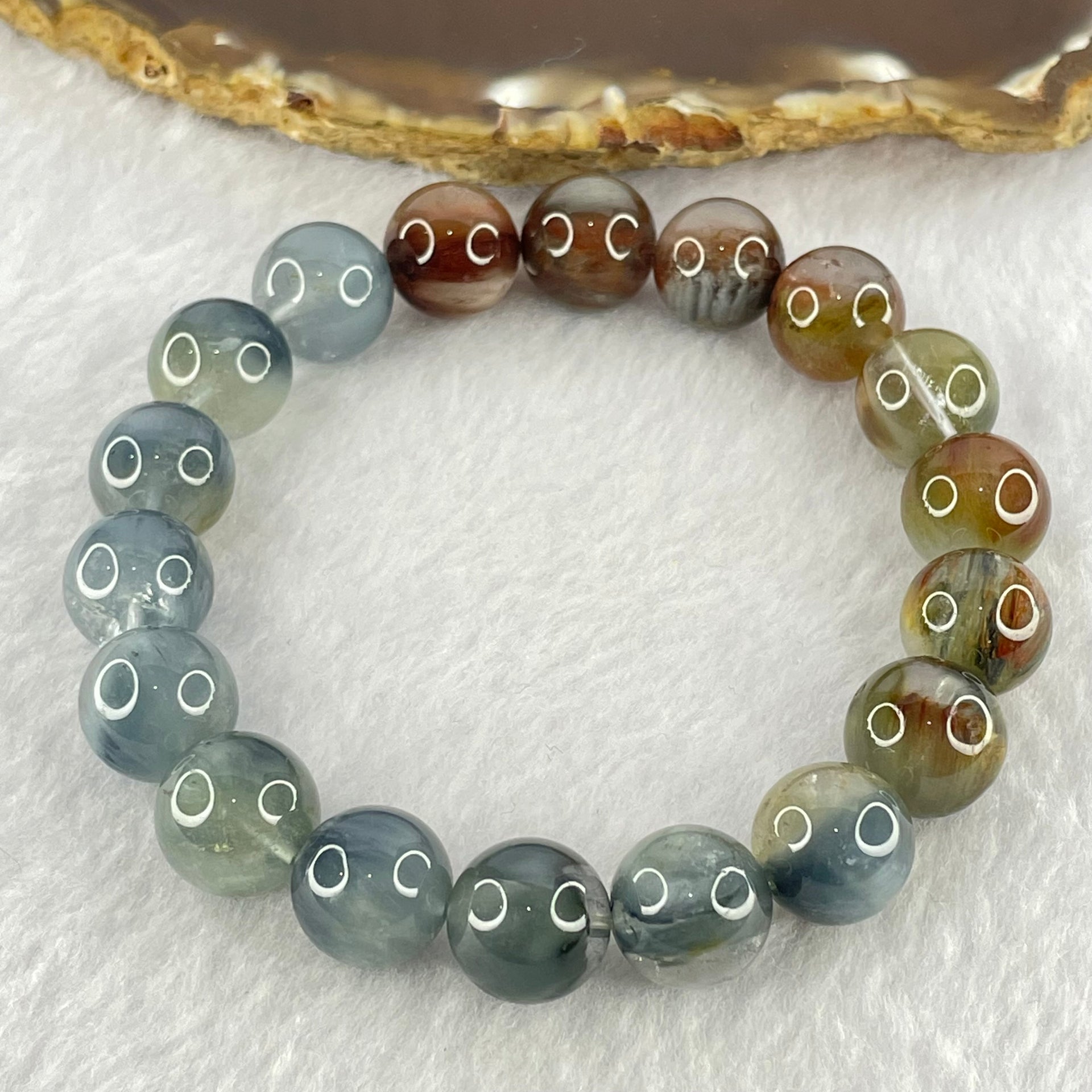 Good Grade Natural Blue Rutilated Quartz Bracelet 40.13g 18cm 12.0mm 18 Beads - Huangs Jadeite and Jewelry Pte Ltd
