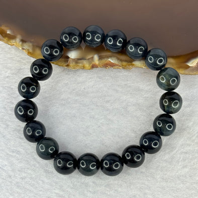Natural Blue Tiger's Eye Quartz Bracelet 蓝虎眼石手持手链 15.75g 13cm 8.3mm 19 Beads - Huangs Jadeite and Jewelry Pte Ltd