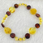 Natural Mixed Color Amber Beads Bracelet 3.59g 17cm 11.0 by 3.1mm 4pcs 7.9 by 4.0mm 8pcs - Huangs Jadeite and Jewelry Pte Ltd