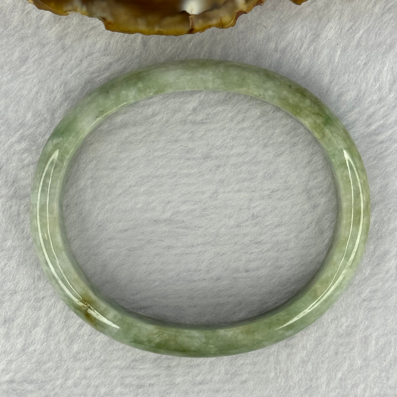 Type A Light with Apple Green Jadeite Bangle 33.24g Internal Diameter 54.3mm 11.5 by 6.4mm (Very Slight External Rough) - Huangs Jadeite and Jewelry Pte Ltd