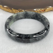 Certified Natural Type A Wuji Grey with Light Green Spot Jadeite Bangle 53.527g Internal Diameter 57.7mm 14.2 by 7.4mm (Very Slight Internal Lines) - Huangs Jadeite and Jewelry Pte Ltd
