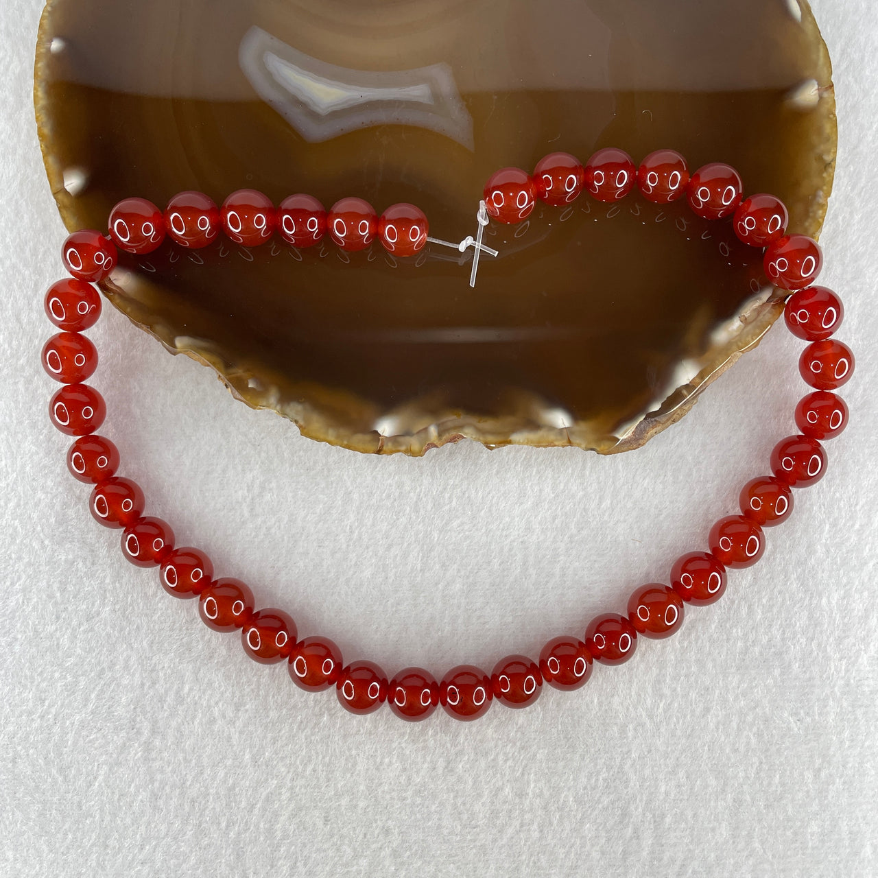 Certified Natural Red Agate Chalcedony Beads Loose Beads for Bracelet 50.82g 37cm 10.4mm 38 Beads