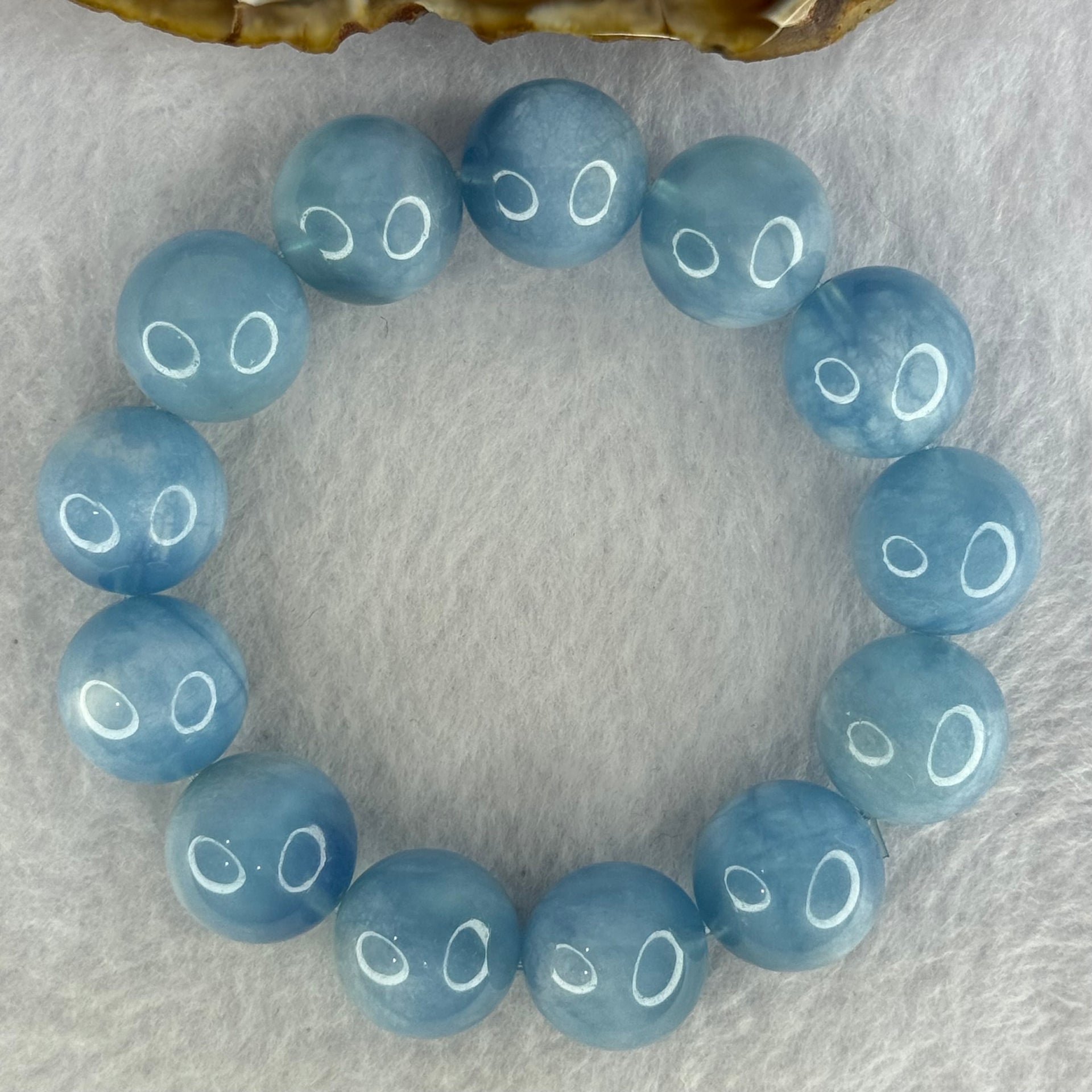 Natural Aquamarine Beads Bracelet 77.27g 18cm 16.3mm by 13 Beads - Huangs Jadeite and Jewelry Pte Ltd