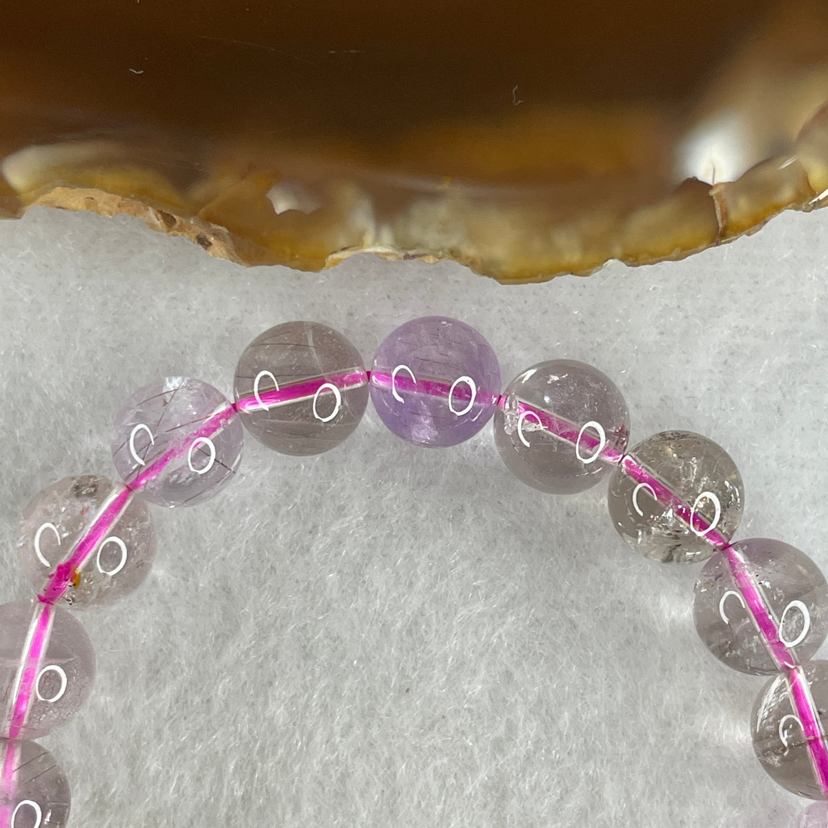Certified Entry-Grade Natural Super 7 Crystal Beads Bracelet | Classic Mid-Sized Stacking Strand | Authentic Sacred Seven Multi-Mineral Inclusions Quartz Spiritual Catalyst & Auric Shield Bracelet (19.87g | 16cm Length | 8.8mm | 22 Beads)