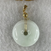Natural Type A Faint Green to White Jadeite Ping An Kou Pendant | 21mm Ultra-Thick Jade Peace Disc Talisman (6.86g | 21.4 x 7.1mm) - Huangs Jadeite and Jewelry Pte Ltd