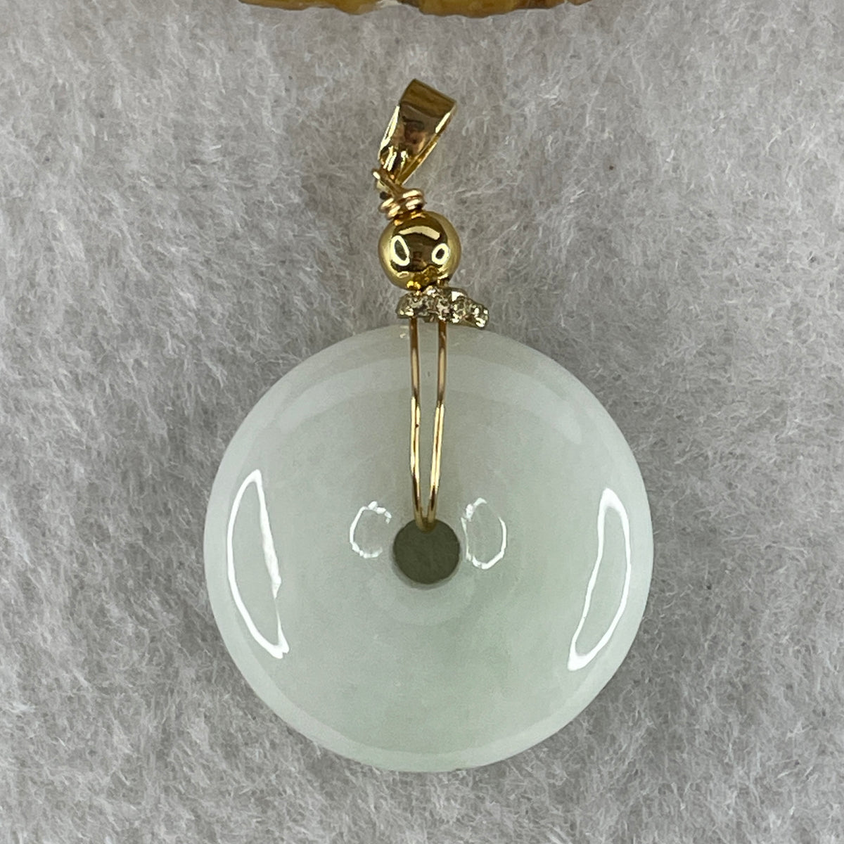 Natural Type A Faint Green to White Jadeite Ping An Kou Pendant | 21mm Ultra-Thick Jade Peace Disc Talisman (6.86g | 21.4 x 7.1mm) - Huangs Jadeite and Jewelry Pte Ltd