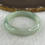 Type A Natural Jelly Semi Icy Light Green with Blueish Green Flora Piao Hua Jadeite Bangle 47.66g Inner Diameter 52.4mm 12.6 by 8.5mm (Internal Lines) - Huangs Jadeite and Jewelry Pte Ltd