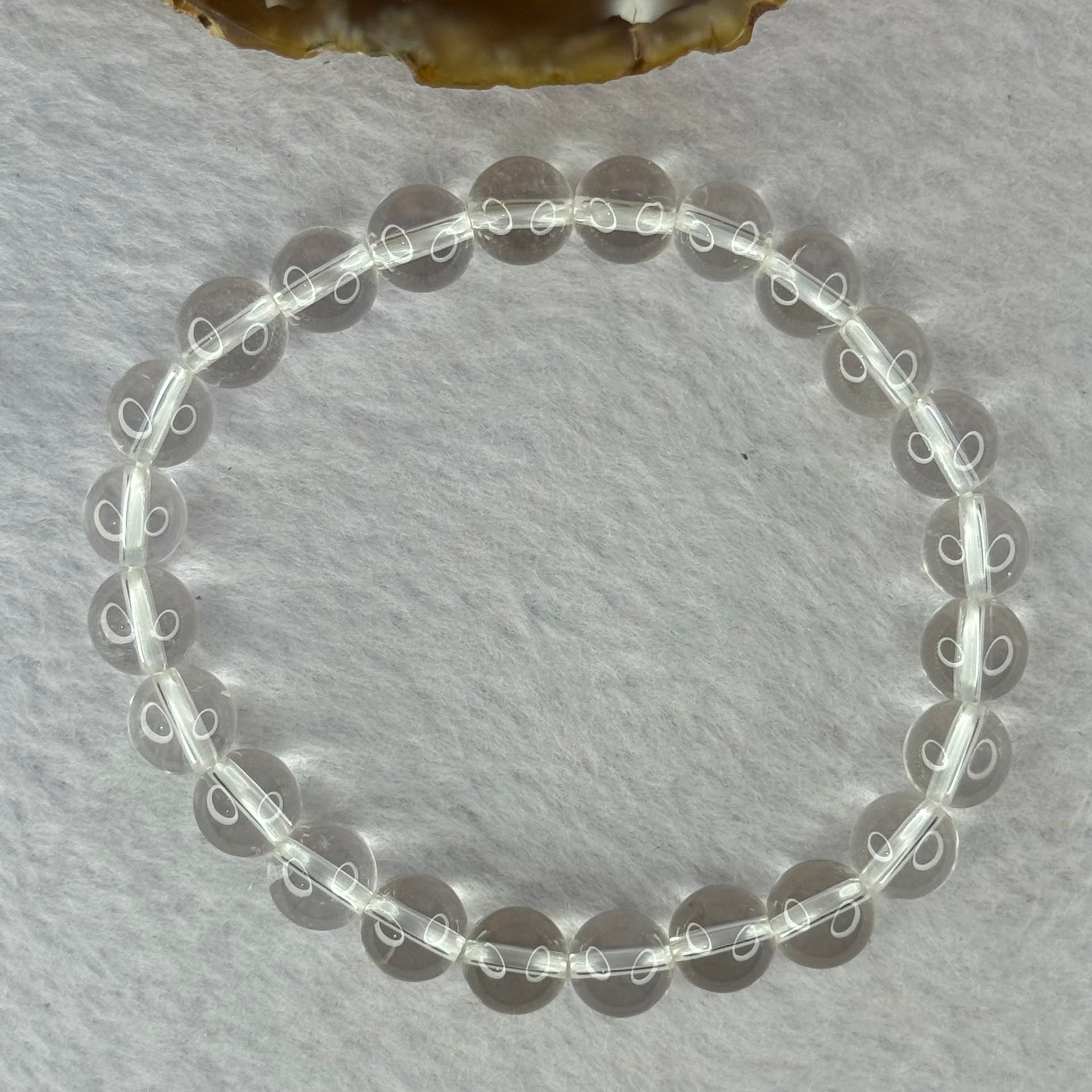 Natural Clear Quartz Bracelet 天然白水晶手链 18.30g 16.5cm 8.4mm 24 Beads - Huangs Jadeite and Jewelry Pte Ltd