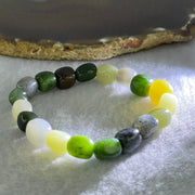 Natural Muti Color Serpentine Beads Bracelet 25.73g 15.5cm 8.5mm 19 Beads - Huangs Jadeite and Jewelry Pte Ltd