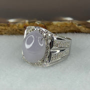 Type A lavender Burmese jadeite ring in 18k white gold with natural diamonds 16.52g size US10 HK22.5 Inner Diameter 20.0mm - Huangs Jadeite and Jewelry Pte Ltd