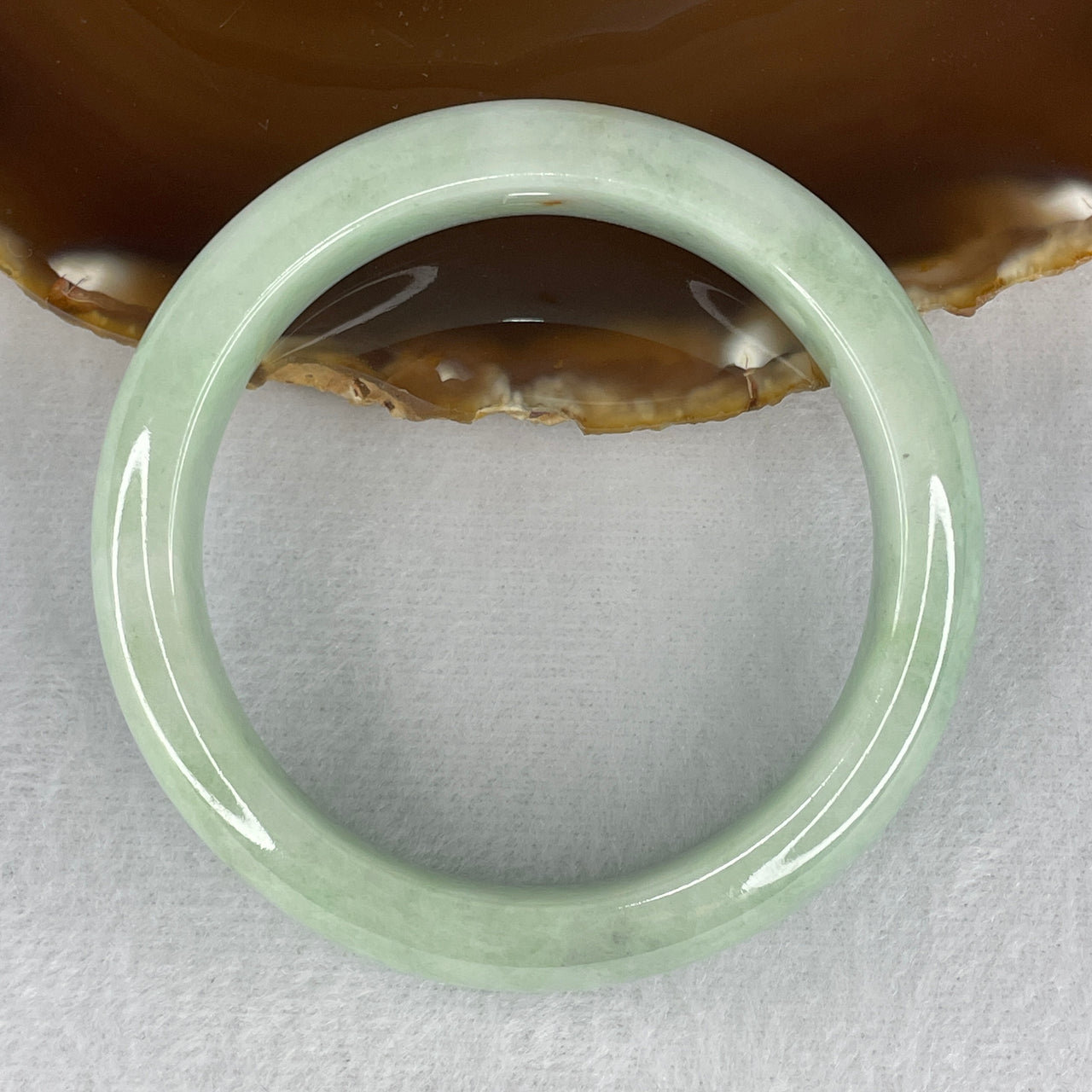 Certified Natural Type A Light Green Jadeite Bangle 67.692g Internal Diameter 57.5mm 14.0 by 9.2mm (Slight Internal Lines)