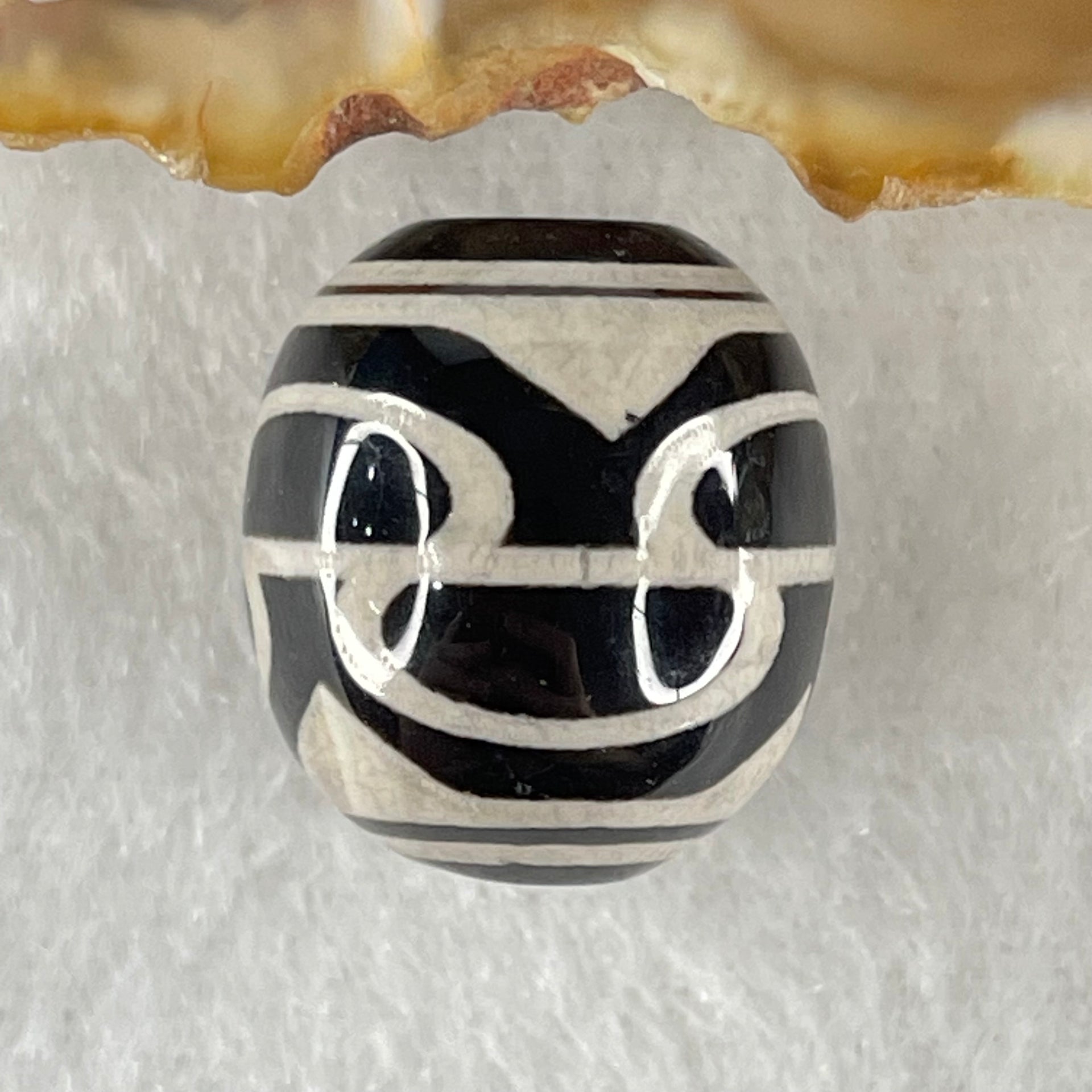 Natural Powerful Tibetan Old Oily Agate 6 Eyes Dzi Bead Heavenly Master (Tian Zhu) 六眼天诛 4.64g 16.0 by 14.4mm - Huangs Jadeite and Jewelry Pte Ltd