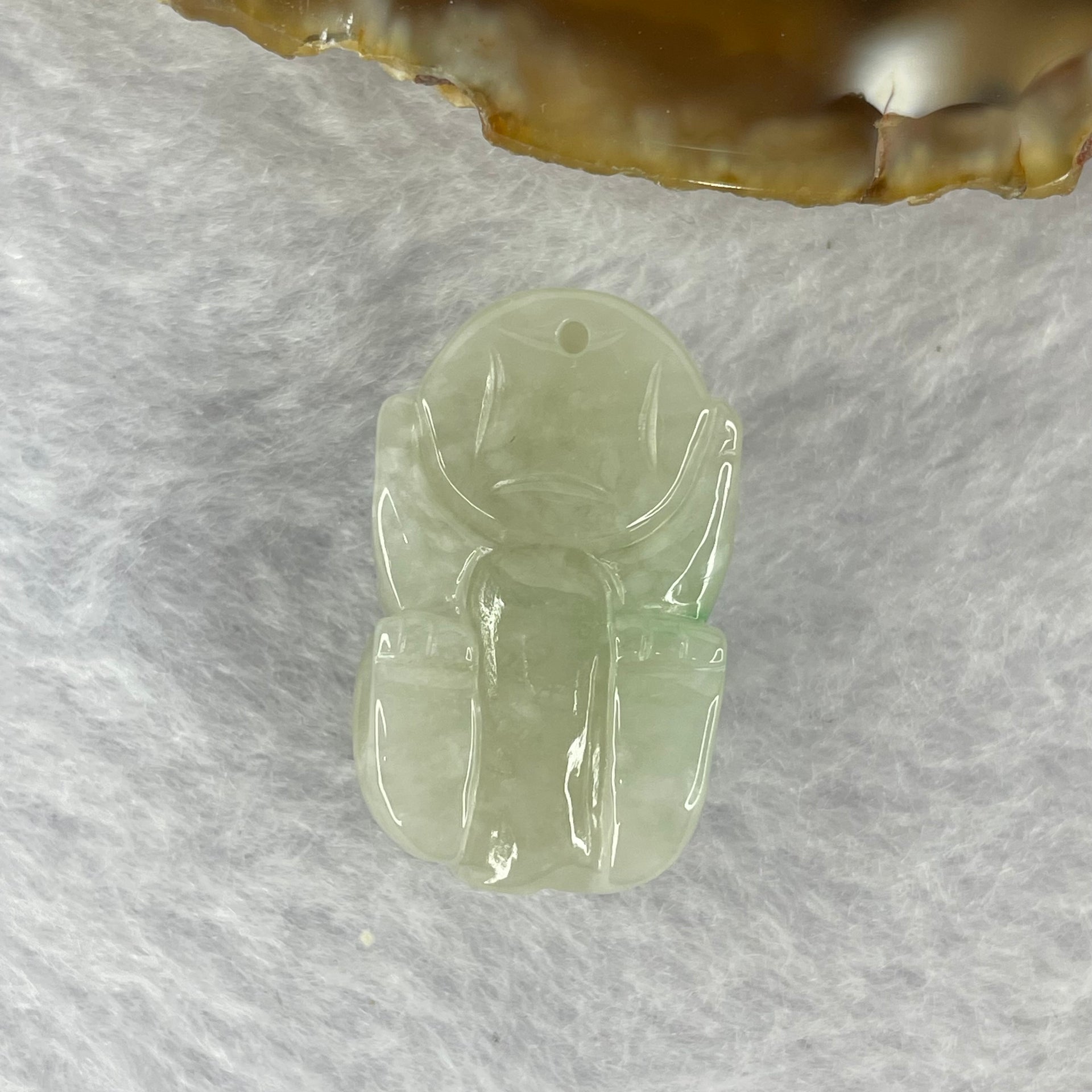 Type A Light Green With Apple Green Patches Jadeite Pixiu Pendent A货浅绿加苹果绿飘花翡翠貔貅牌 10.03g 25.2 by 15.5 by 11.8 mm - Huangs Jadeite and Jewelry Pte Ltd