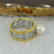 Natural Pearl in Sliver Gold Color Ring (Adjustable Size) 4.76g 8.4mm - Huangs Jadeite and Jewelry Pte Ltd
