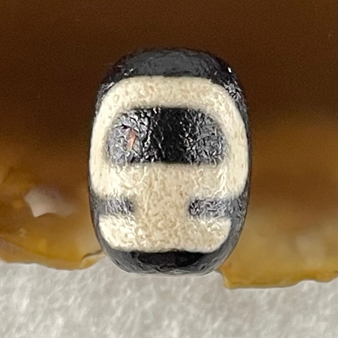 Natural Powerful Tibetan Old Oily Agate Double Nectar Vessel Dzi Bead Heavenly Master (Tian Zhu) 花蜜容器眼天珠 2.22g 14.1 by 10.0mm - Huangs Jadeite and Jewelry Pte Ltd