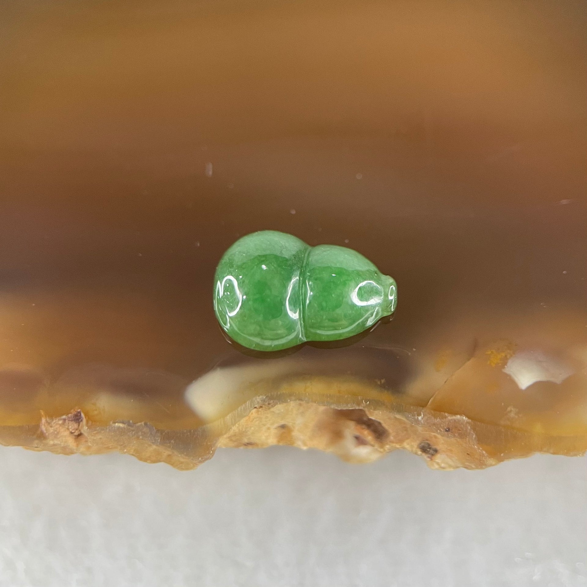 Type A Old Mine Full Green Jadeite Hulu Charm Stone For Setting 0.31g 9.6 by 6.5 by 2.8mm - Huangs Jadeite and Jewelry Pte Ltd