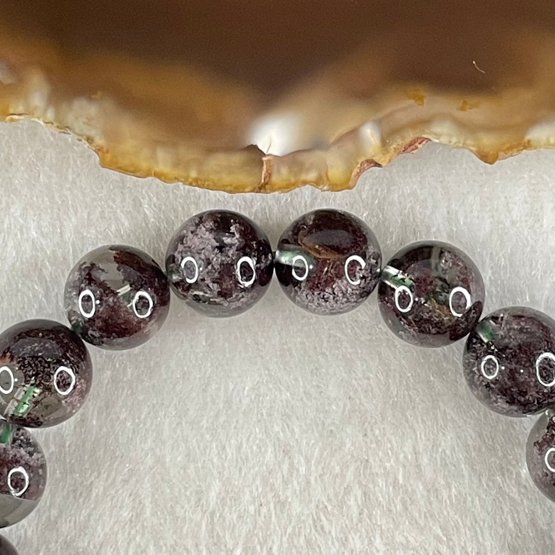 Good Grade Natural Red Phantom Quartz Beads Bracelet 29.27g 17cm 10.4mm 20 Beads - Huangs Jadeite and Jewelry Pte Ltd