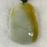 Grand Master Type A Faint Blueish Green with Yellowish Brown Jadeite Good Vs Evil Pendant 22.60g 60.3 by 43.3 by 4.0mm - Huangs Jadeite and Jewelry Pte Ltd