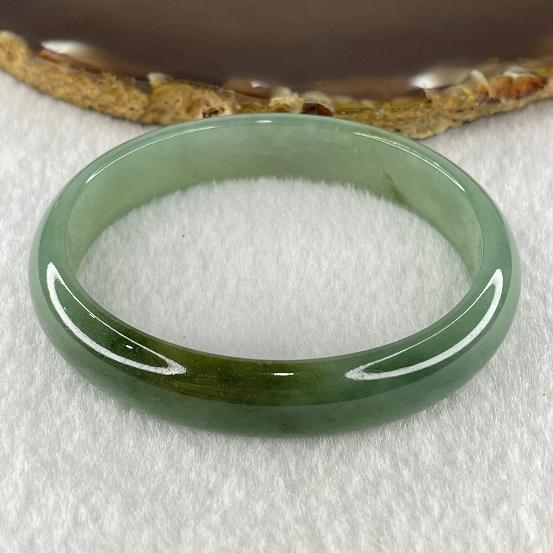 Natural Type A Jelly Full Green Jadeite Oval Bangle 31.63g Inner Diameter 54.9mm 11.6 by 5.6mm (Slight Internal Lines) - Huangs Jadeite and Jewelry Pte Ltd