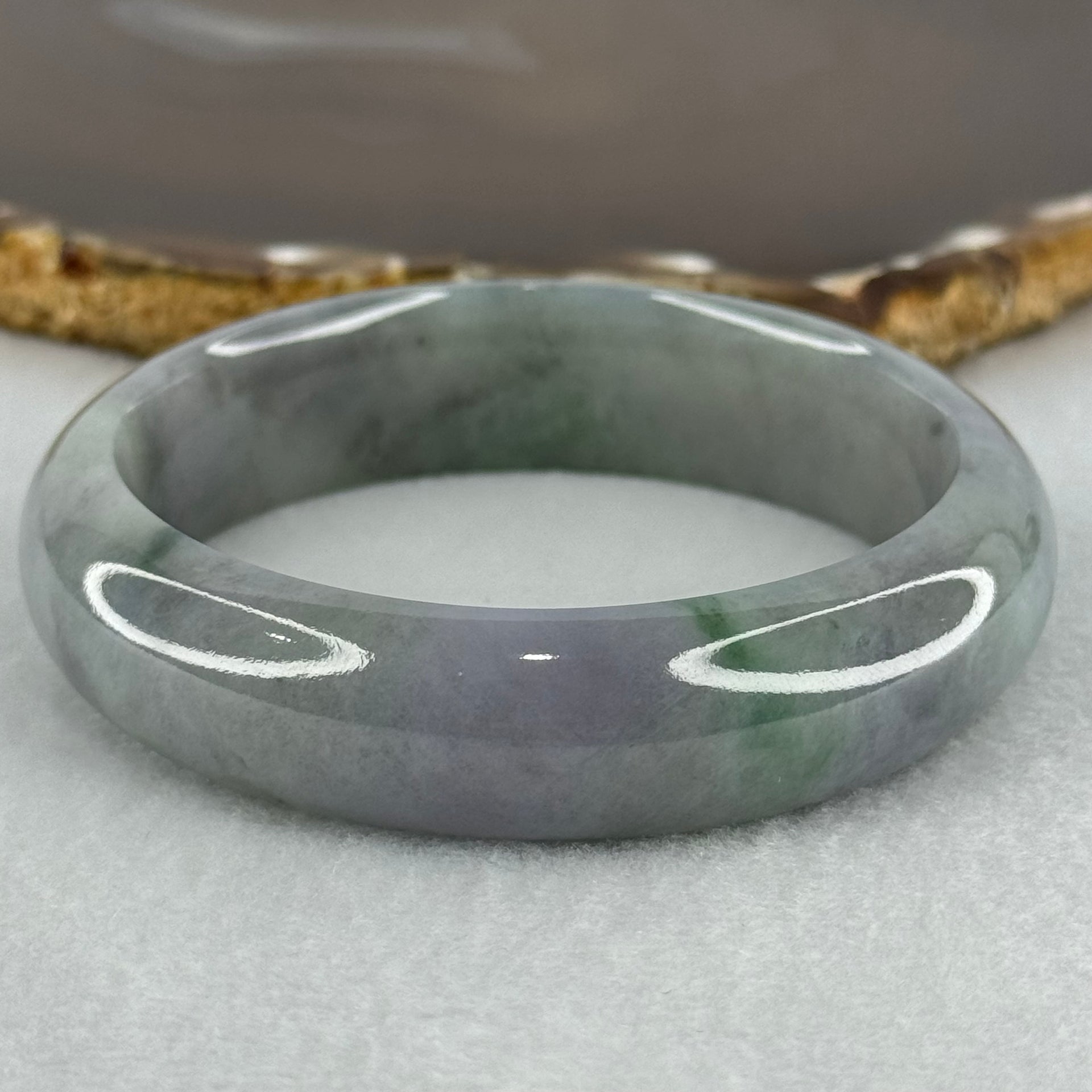 Type A Grey Wuji with Lavender and Green Jadeite Bangle Internal Diameter 56.2mm 61.48g 15.4 by 8.5mm (Slight Internal Lines) - Huangs Jadeite and Jewelry Pte Ltd