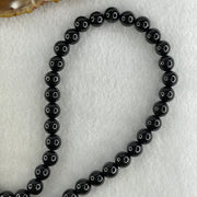 Type A Opaque Black Omphacite Jadeite Beads Necklace 75.66g 66cm 8.1mm 84 Beads - Huangs Jadeite and Jewelry Pte Ltd