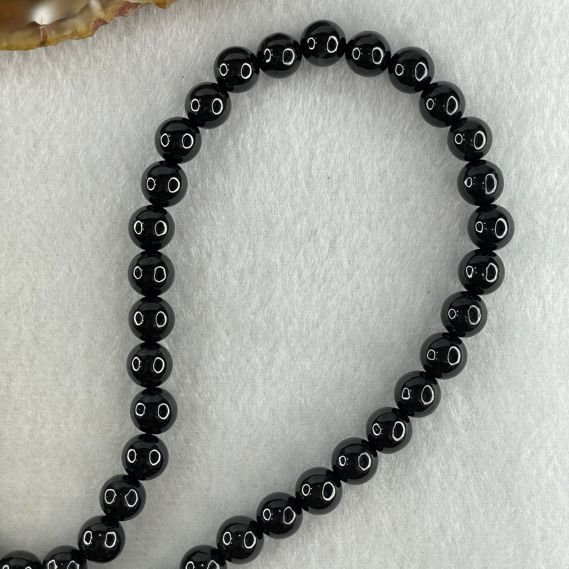 Type A Opaque Black Omphacite Jadeite Beads Necklace 75.66g 66cm 8.1mm 84 Beads - Huangs Jadeite and Jewelry Pte Ltd