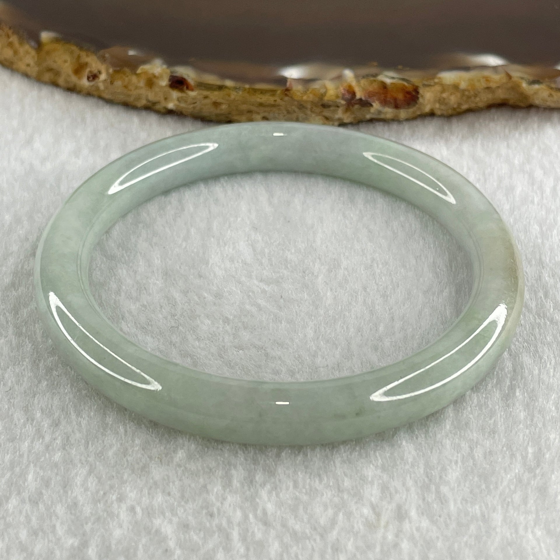 Type A Natural Light Green Light Lavender Jadeite Bangle 27.41g Inner Diameter 52.2mm 7.8 by 7.2mm (Close to Perfect) - Huangs Jadeite and Jewelry Pte Ltd