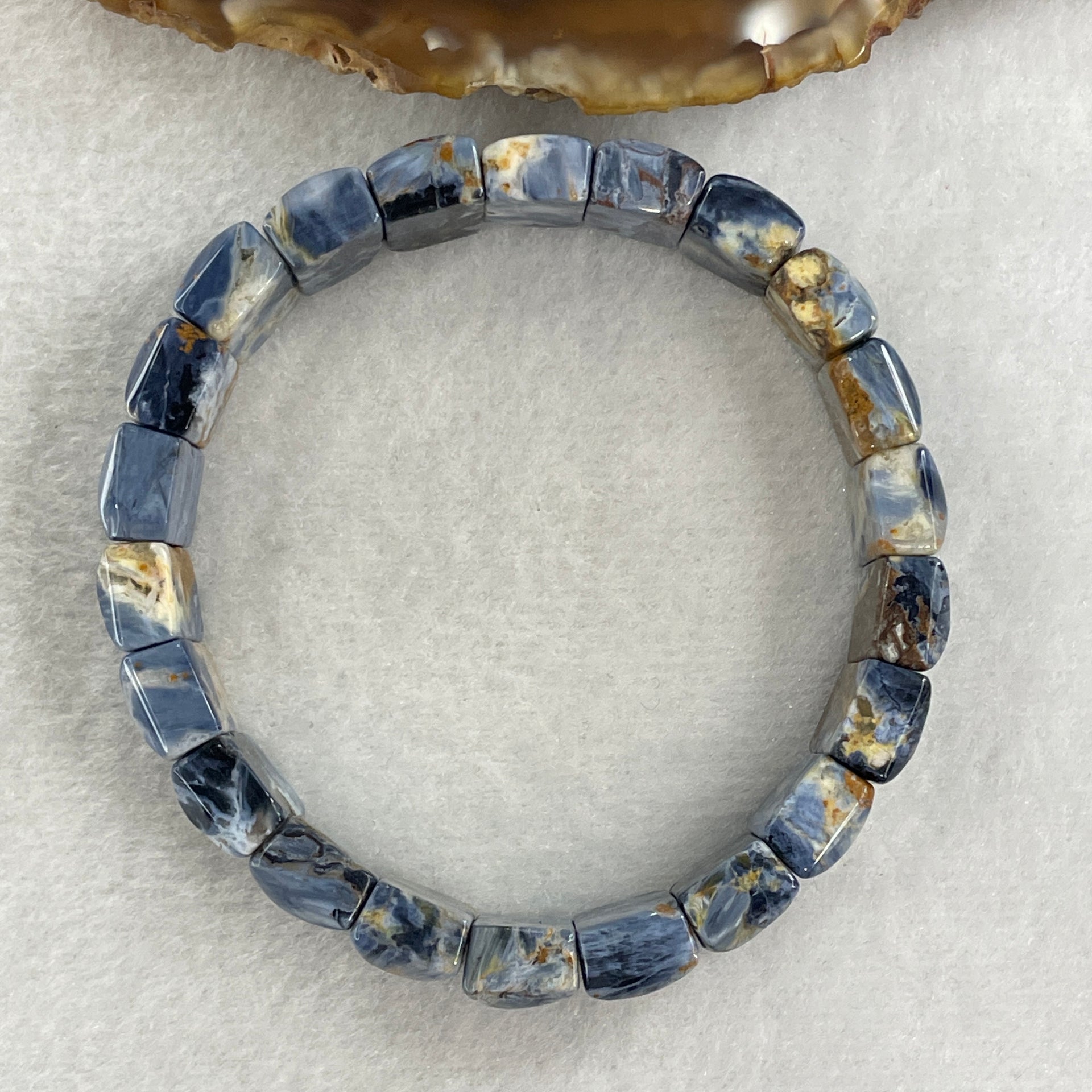 Good Grade Natural Pietersite Shou Pai Bracelet 29.12g 17cm 13.2mm 22 Pcs - Huangs Jadeite and Jewelry Pte Ltd