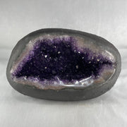 Natural Deep Intense Purple Amethyst Cave with Wooden Stand 5,981.0g 225.0 by 160.0 by 260.0mm - Huangs Jadeite and Jewelry Pte Ltd