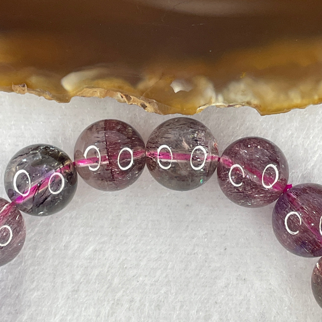 Very Good Natural Super 7 Crystal Beads Bracelet 34.88g 16cm 11.4mm 18 Beads
