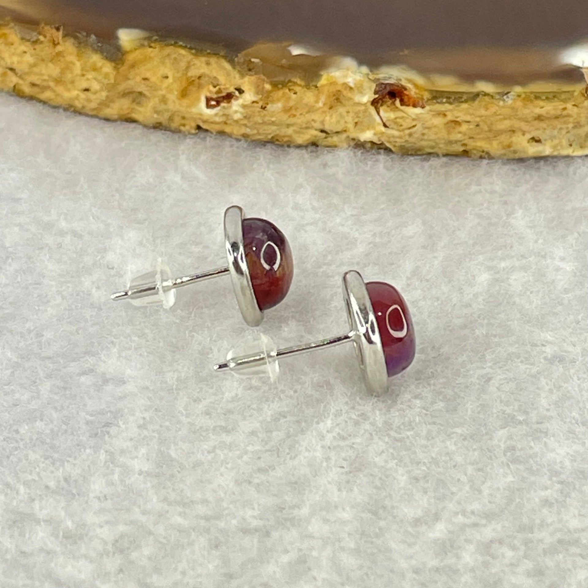 Good Grade Natural Auralite 23 S925 Silver Earrings 2.20g 7.9 by 4.0mm - Huangs Jadeite and Jewelry Pte Ltd