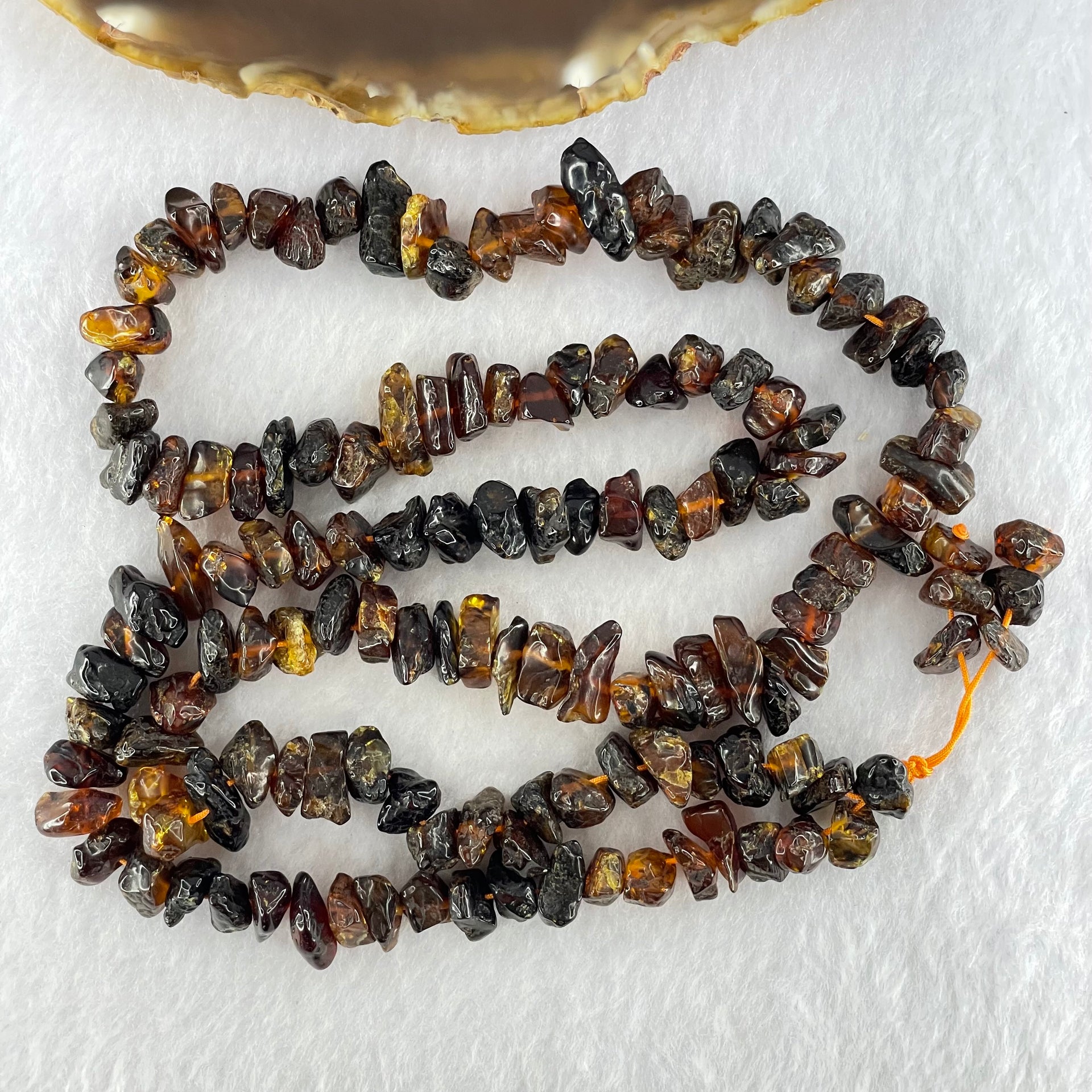 Natural Cognac Amber Beads Irregular Bracelet 34.60g 70cm 14.1 by 8.5 by 5.9mm to 7.8 by 7.1 by 4.9mm 139 Beads - Huangs Jadeite and Jewelry Pte Ltd