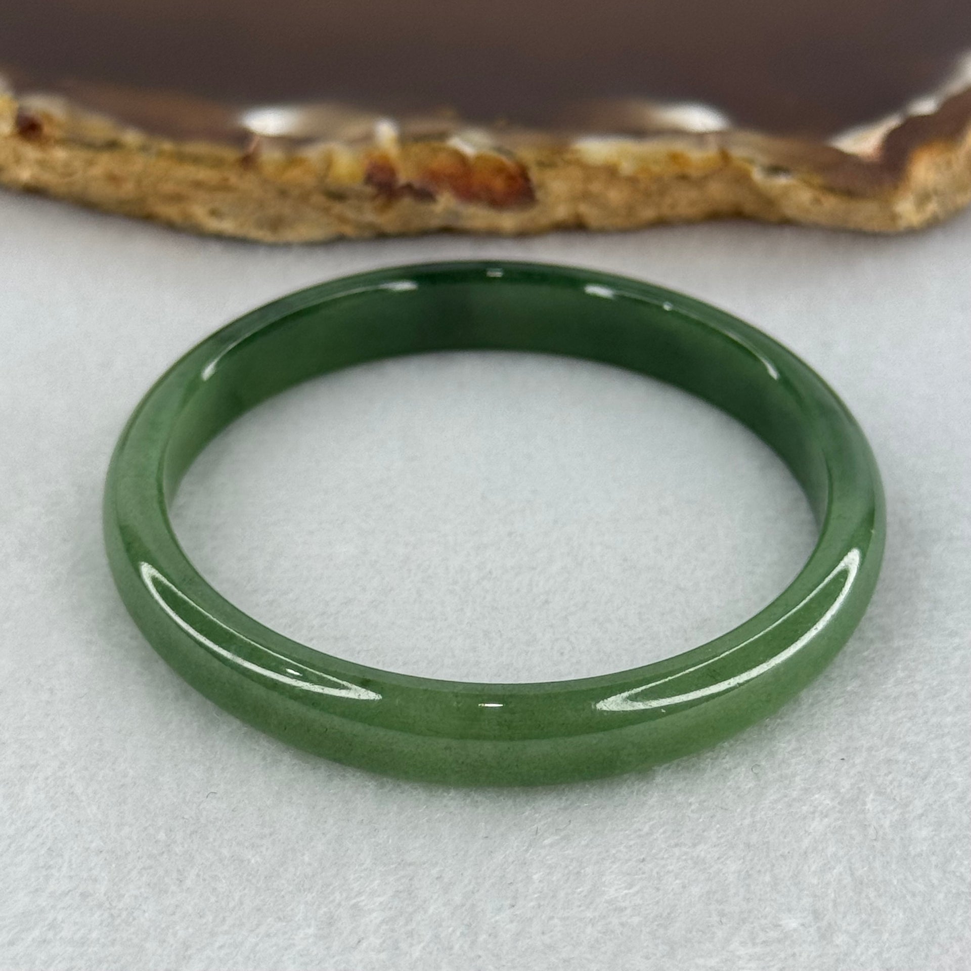 Baby or Kids Type A Green Jadeite Bangle Internal Diameter 44.4mm 13.44g 7.4 by 4.6mm (Slight Internal Lines) - Huangs Jadeite and Jewelry Pte Ltd
