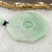 Type A Light Green Jadeite Tai Chi Bagua Pendant Necklace 33.87g 48.3 by 46.0 by 5.4mm - Huangs Jadeite and Jewelry Pte Ltd