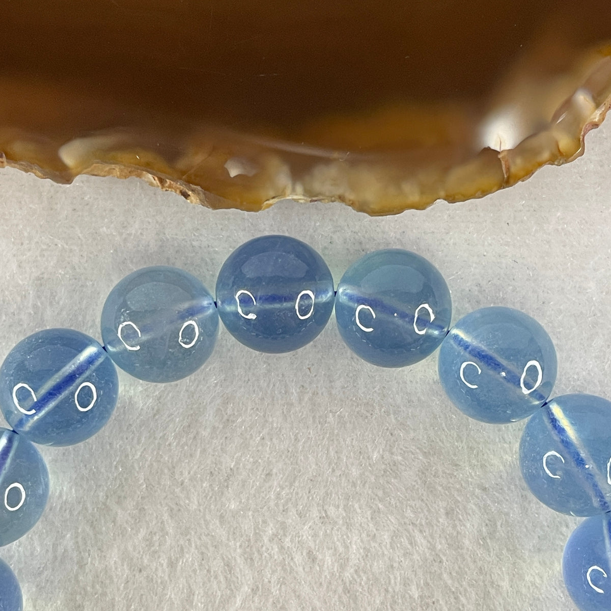 Certified Good Grade Natural Aquamarine Beads Bracelet | 16.5cm with 17 Beads 12.3mm (41.52g | Ocean Blue Translucency | Throat & Third Eye Chakra Harmony, Tranquil Communication & Serene Wealth Shield)