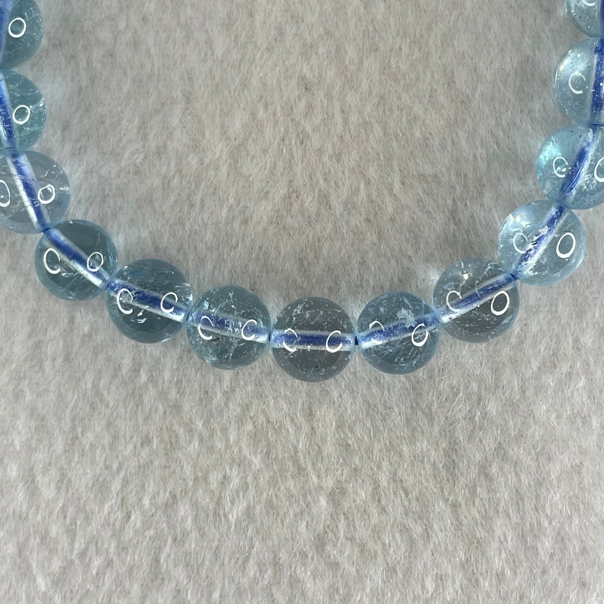 Above Average Natural Blue Topaz Beads Bracelet 23.57g 15.5cm 8.3mm 23 Beads - Huangs Jadeite and Jewelry Pte Ltd