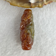 Certified Natural Type A Reddish Brown with Blueish Green Jadeite Dragon Charm 6.97g 30.4 by 13.2 by 10.8mm - Huangs Jadeite and Jewelry Pte Ltd