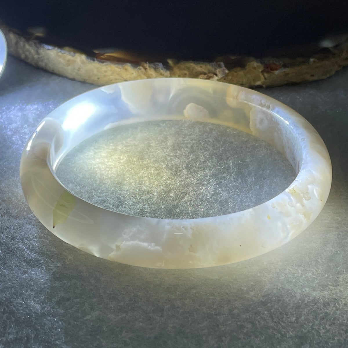 Natural Pink with Purple Flower Agate Set Oval Bangle 101.87g Inner Diameter 56.0mm 11.2 by 7.2mm - Huangs Jadeite and Jewelry Pte Ltd