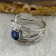 Natural Oval Blue Sapphire with Round Brilliant Cut Shape Diamonds in PT900 Platinum 15.38g Ring S2.386 with Melees D0.47 ct Total 19.93g US6.75 HK15 - Huangs Jadeite and Jewelry Pte Ltd